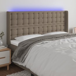 Zagłówek do łóżka z LED, taupe, 203x16x118/128 cm, tkanina Lumarko!