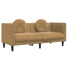 Sofa 2-osobowa z poduszkami, brązowa, aksamit Lumarko!
