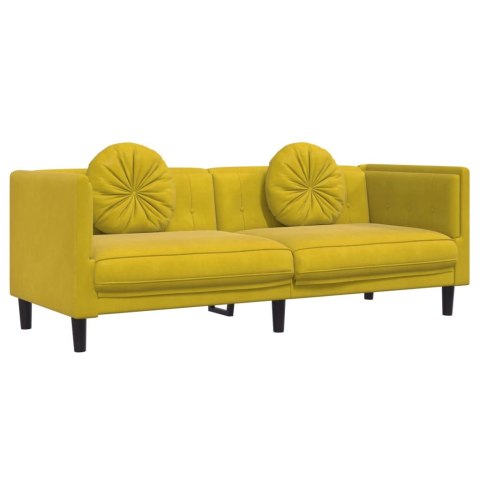 Sofa 3-osobowa z poduszkami, żółta, aksamit Lumarko!