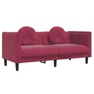 Sofa z poduszkami, 2-osobowa, czerwone wino, aksamitna Lumarko!