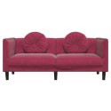 Sofa z poduszkami, 2-osobowa, czerwone wino, aksamitna Lumarko!
