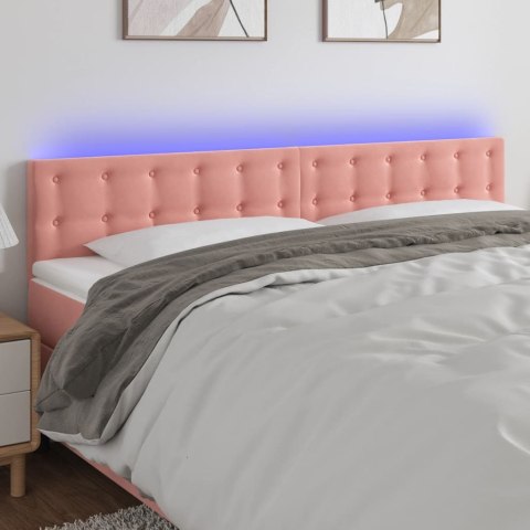 Zagłówek do łóżka z LED, różowy, 180x5x78/88 cm, aksamit Lumarko!