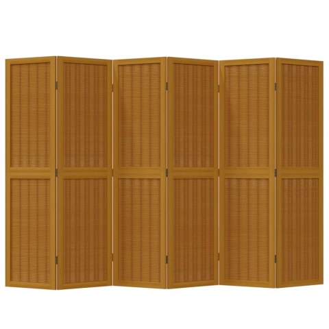 Parawan pokojowy, 6-panelowy, brązowy, lite drewno paulowni Lumarko!