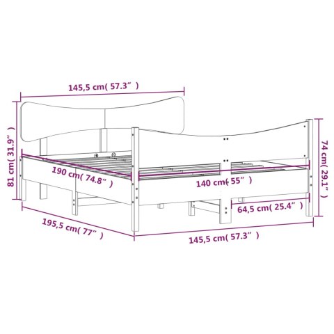 Rama łóżka z wezgłowiem, biała, 140x190 cm, drewno sosnowe Lumarko!