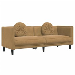 Sofa 3-osobowa z poduszkami, brązowa, aksamit Lumarko!