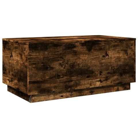 Stolik kawowy z oświetleniem LED, przydymiony dąb, 90x50x40 cm Lumarko!