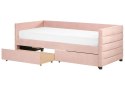 Łóżko dzienne welurowe 90 x 200 cm różowe MARRAY Lumarko!