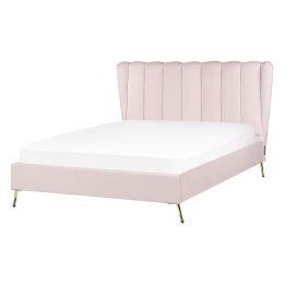 Łóżko welurowe 140 x 200 cm z portem USB różowe MIRIBEL Lumarko!