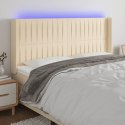 Zagłówek do łóżka z LED, kremowy, 203x16x118/128 cm, tkanina Lumarko!