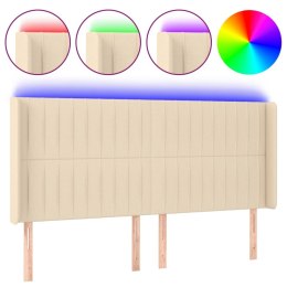 Zagłówek do łóżka z LED, kremowy, 203x16x118/128 cm, tkanina Lumarko!