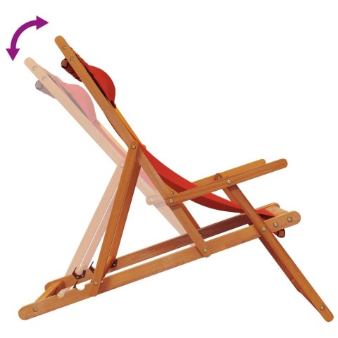 Składane krzesła plażowe, 2 szt., czerwone, obite tkaniną Lumarko!