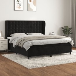 Łóżko kontynentalne z materacem, czarne, 180x200 cm, aksamit Lumarko!