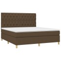Łóżko kontynentalne z materacem, brązowe, tkanina, 160x200 cm Lumarko!
