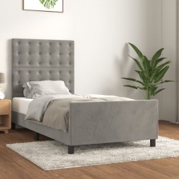 Rama łóżka z zagłówkiem, jasnoszara, 90x190 cm, aksamitna Lumarko!