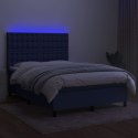 Łóżko kontynentalne z materacem, niebieskie 140x190 cm, tkanina Lumarko!