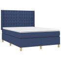Łóżko kontynentalne z materacem, niebieskie 140x190 cm, tkanina Lumarko!