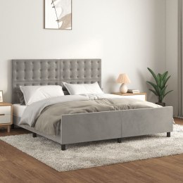 Rama łóżka z zagłówkiem, jasnoszara, 180x200 cm, aksamitna Lumarko!