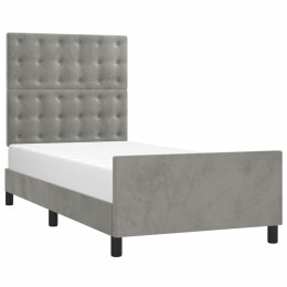 Rama łóżka z zagłówkiem, jasnoszara, 90x200 cm, aksamitna Lumarko!