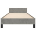Rama łóżka z zagłówkiem, jasnoszara, 90x200 cm, aksamitna Lumarko!