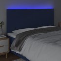 Zagłówek do łóżka z LED, niebieski, 180x5x118/128 cm, tkanina Lumarko!