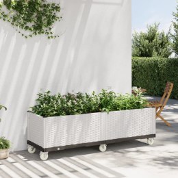 Donica ogrodowa na kółkach, biała, 160x50x54 cm, PP Lumarko!