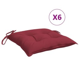 Poduszki na krzesła, 6 szt., winna czerwień 40x40x7 cm, tkanina Lumarko!