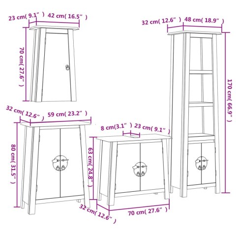 4-cz. zestaw mebli łazienkowych, lite drewno sosnowe Lumarko!