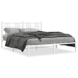 Metalowa rama łóżka z wezgłowiem, biała, 150x200 cm Lumarko!