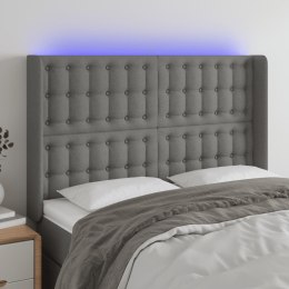 Zagłówek do łóżka z LED, ciemnoszary, 147x16x118/128cm, tkanina Lumarko!