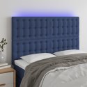 Zagłówek do łóżka z LED, niebieski, 144x5x118/128 cm, tkanina Lumarko!