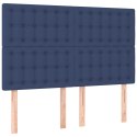 Zagłówek do łóżka z LED, niebieski, 144x5x118/128 cm, tkanina Lumarko!