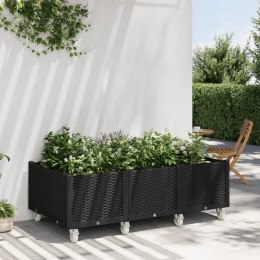 Donica ogrodowa na kółkach, czarna, 150x80x54 cm, PP Lumarko!