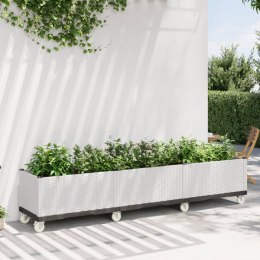 Donica ogrodowa z kółkami, biała, 240x50x54 cm, PP Lumarko!