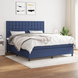 Łóżko kontynentalne z materacem, niebieskie, tkanina, 180x200cm Lumarko!