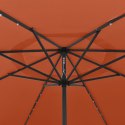 Parasol ogrodowy z LED i metalowym słupkiem, 400 cm, terakota Lumarko!