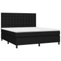 Łóżko kontynentalne z materacem, czarne, 180 x 200 cm, tkanina Lumarko!
