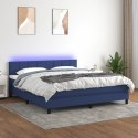 Łóżko kontynentalne z materacem, niebieskie 180x200 cm, tkanina Lumarko!