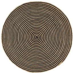 Dywanik ręcznie wykonany z juty, spiralny wzór, czarny, 90 cm Lumarko!