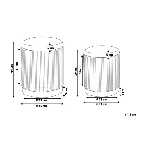 Zestaw 2 welurowych pufów ze schowkiem szary MIRAMAR