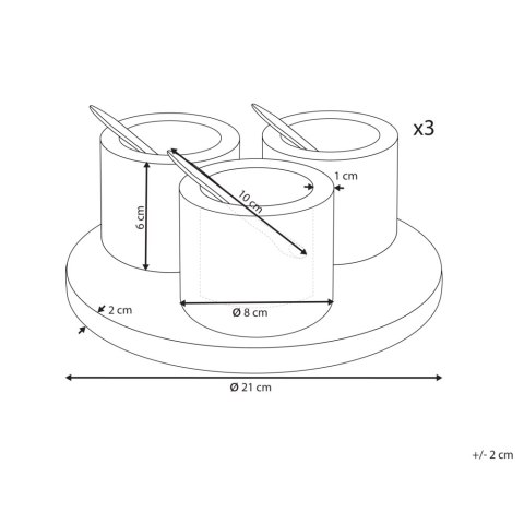 Zestaw 3 miseczek z marmuru z łyżeczkami i tacą wielokolorowy HERAKLION