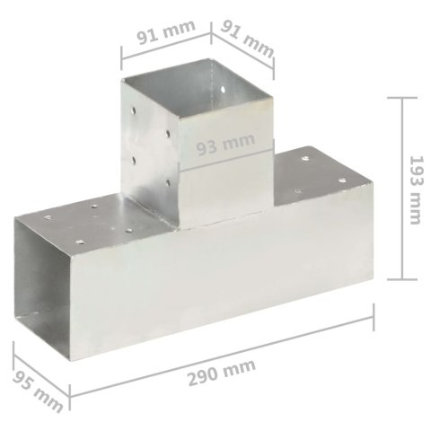 Łączniki w kształcie T, 4 szt., galwanizowany metal, 91x91 mm Lumarko!