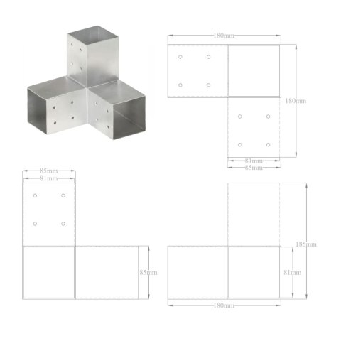 Łącznik do słupków w kształcie Y, galwanizowany metal, 81x81 mm Lumarko!