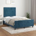 Rama łóżka z wezgłowiem, ciemnoniebieska, 120x190 cm, aksamit Lumarko!