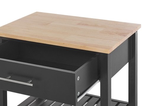 Drewniany wózek kuchenny z szufladą czarny HIUMA