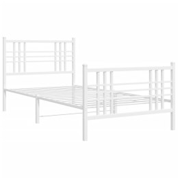 Metalowa rama łóżka z wezgłowiem i zanóżkiem, biała, 100x190 cm Lumarko!