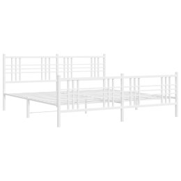 Metalowa rama łóżka z wezgłowiem i zanóżkiem, biała, 200x200 cm Lumarko!