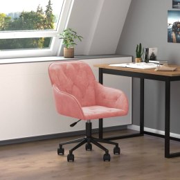 Obrotowe krzesło biurowe, różowe, tapicerowane aksamitem Lumarko!