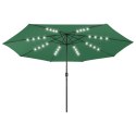 Parasol ogrodowy z LED i metalowym słupkiem, 400 cm, zielony Lumarko!