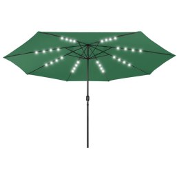 Parasol ogrodowy z LED i metalowym słupkiem, 400 cm, zielony Lumarko!