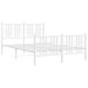 Metalowa rama łóżka z wezgłowiem i zanóżkiem, biała, 137x190 cm Lumarko!